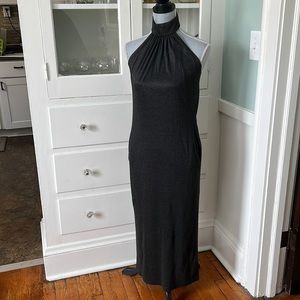 $795 NWT Bill Blass New York resort drape back jersey halter dress with pockets